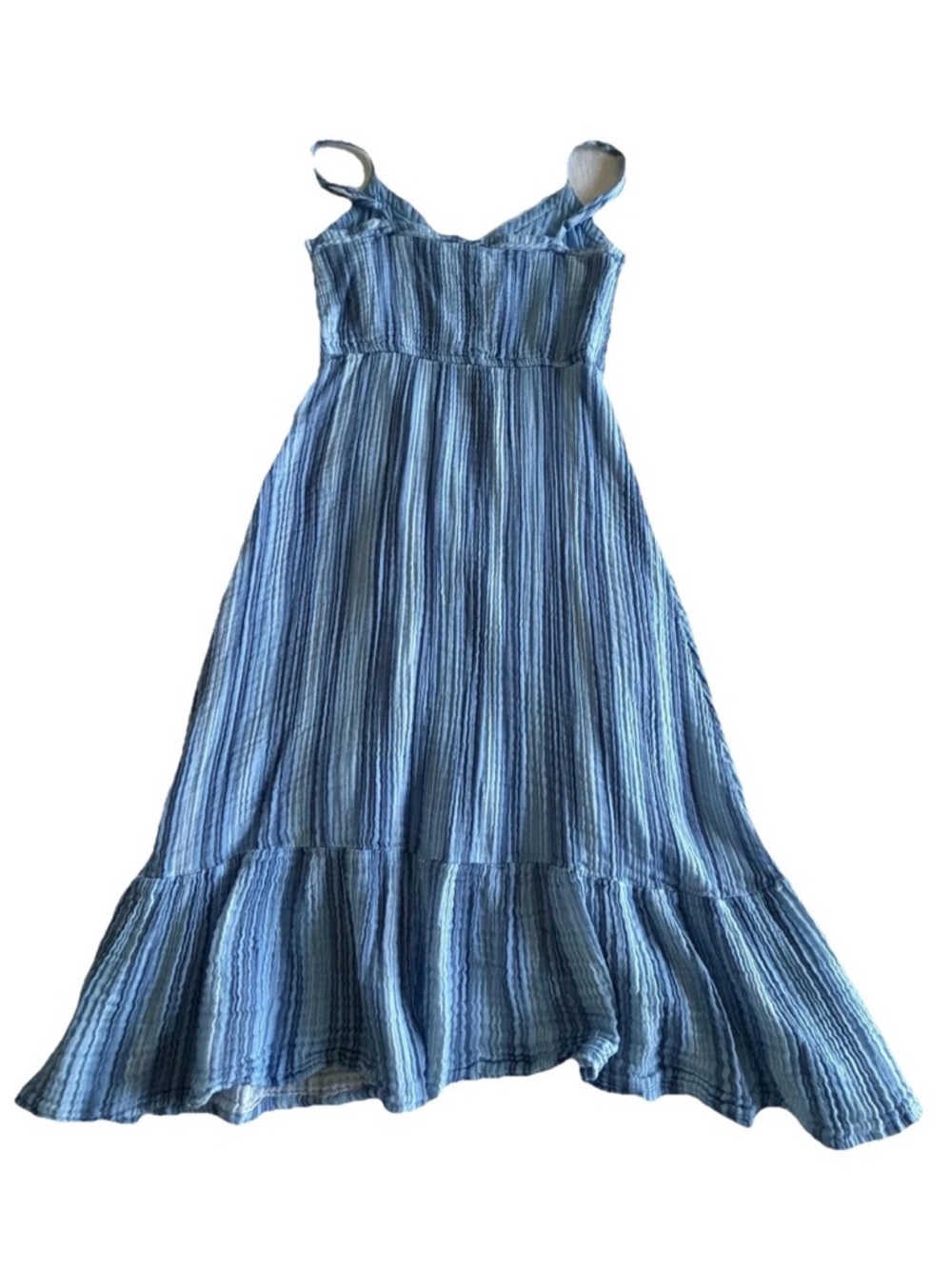 Aerie Dress Womens S Striped Button Front Ruffle Hem Midi Sundress Summer Boho - Picture 2 of 10